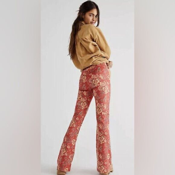 Free People House Party Printed Vegan Suede Flare Leg Pants - Picture 3 of 9